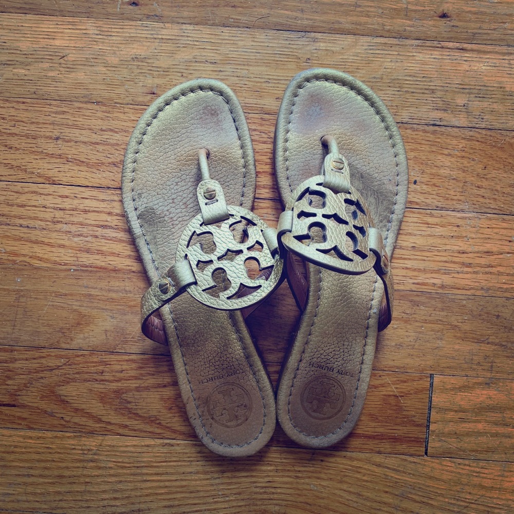 Tory Burch Miller Sandal Gold Leather